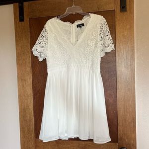Lulus white dress with lace top!